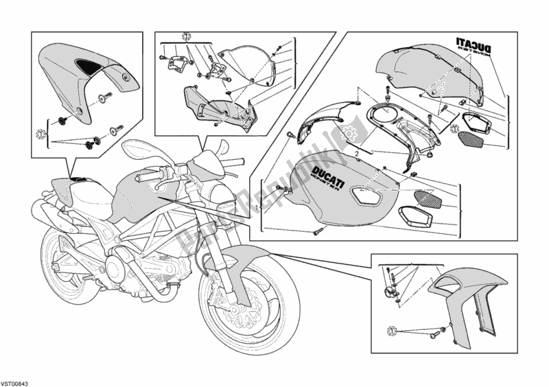 Todas las partes para Carenado De Arte Monstruo de Ducati Monster 696 USA 2008